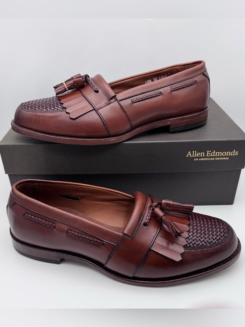 Allen Edmonds Cody Men's 10.5 3E Chili Weave Kiltie Tassel Loafers New Box